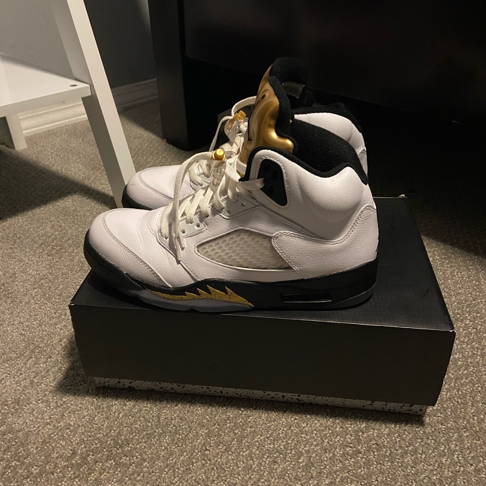 Air Jordan 5 Retro 'Olympic' White, Gold and Black